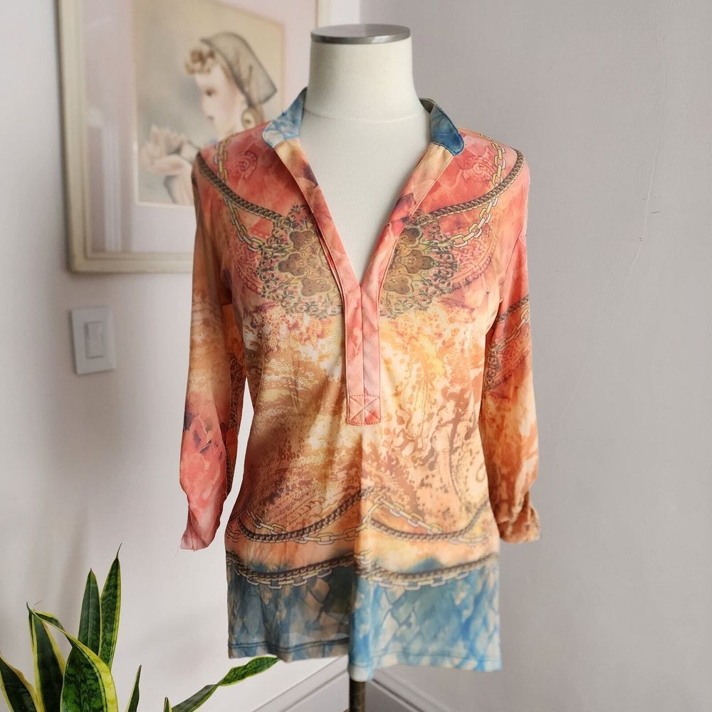 Vintage Y2K Festival Top Medium Indie Sleaze Fairy Boho‎ Mandala Retro 70s Disco